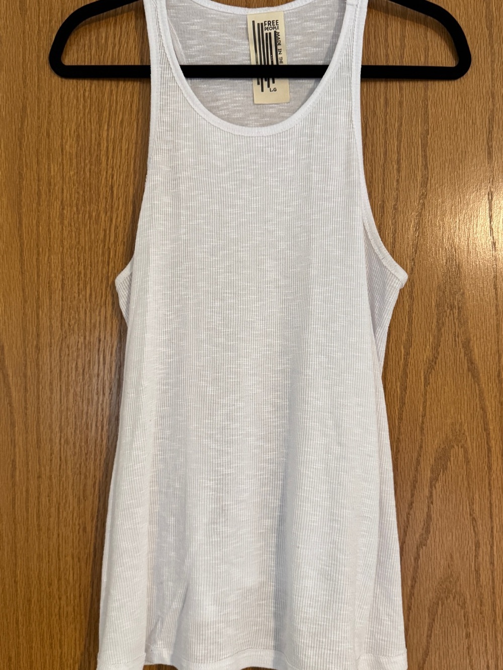 Free People White Ribbed Scoop Tank